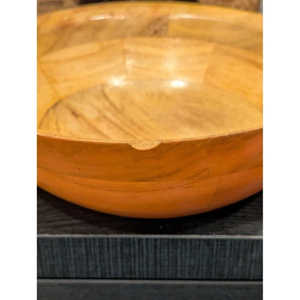 Tuttocasa Wooden Salad Bowls Colorful Vintage Hand-Painted 7 Inch Made In Taiwan